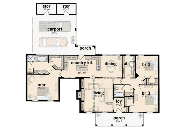 House Plan Design - European Floor Plan - Main Floor Plan #36-154