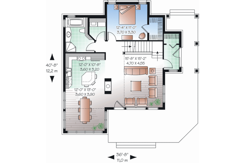 Dream House Plan - Floor Plan - Main Floor for Cottage House Plan #23-2266 - 3 bed, 2 bath