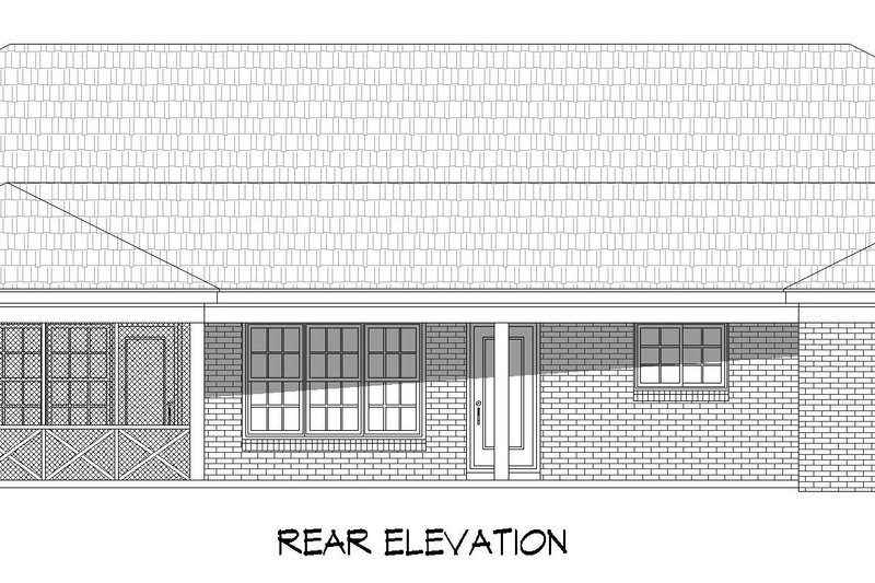 House Blueprint - Exterior - Rear Elevation for Country House Plan #932-1443 - 3 bed, 3 bath