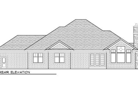 Exterior - Rear Elevation for Bungalow House Plan #70-985 - 3 bed, 2.5 bath