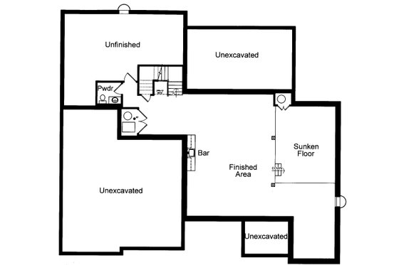 Floor Plan - Lower Floor for Contemporary House Plan #46-930 - 3 bed, 2 bath