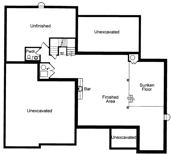Contemporary Floor Plan - Lower Floor Plan #46-930