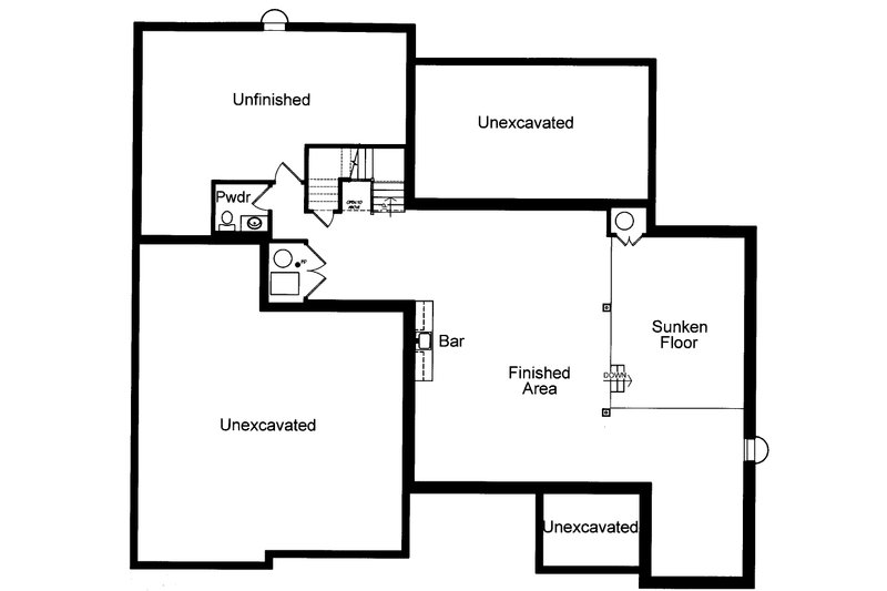 Home Plan - Floor Plan - Lower Floor for Contemporary House Plan #46-930 - 3 bed, 2 bath