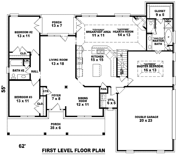 Southern Floor Plan - Main Floor Plan #81-1030