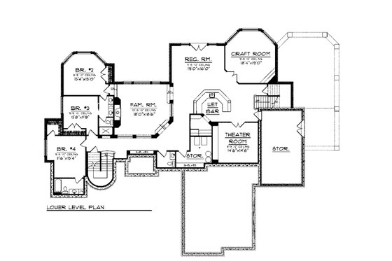 Lower Level floor plan - 6400 square foot European style home