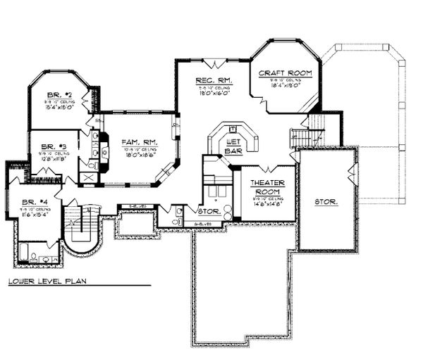 House Design - Lower Level floor plan - 6400 square foot European style home