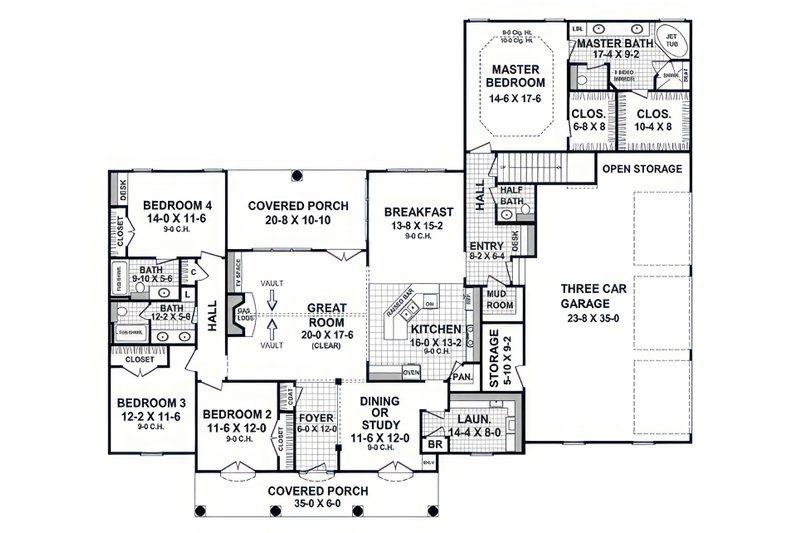 Home Plan - Floor Plan - Main Floor for European House Plan #21-639 - 4 bed, 3.5 bath