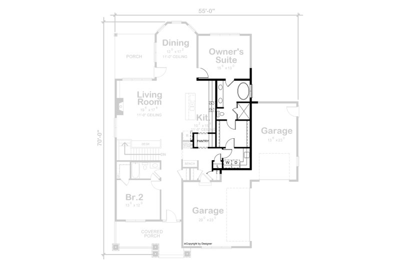Dream House Plan - Floor Plan - Other Floor for European House Plan #20-2335 - 2 bed, 2 bath