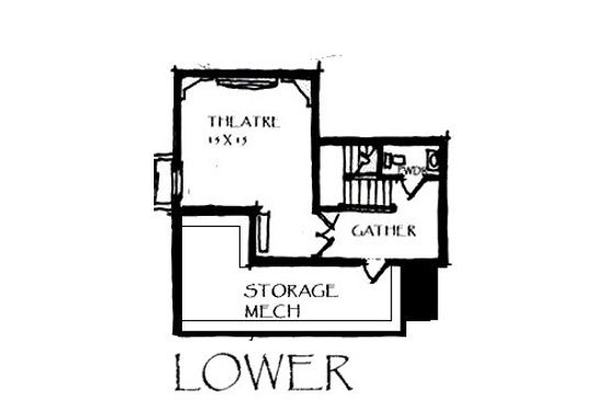 Floor Plan - Lower Floor for Craftsman House Plan #921-25 - 4 bed, 4 bath