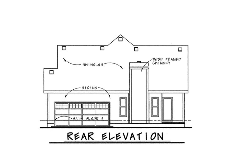 Home Plan - Exterior - Rear Elevation for Cottage House Plan #20-1208 - 2 bed, 2 bath