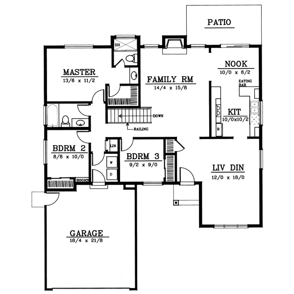 Ranch Floor Plan - Main Floor Plan #100-412