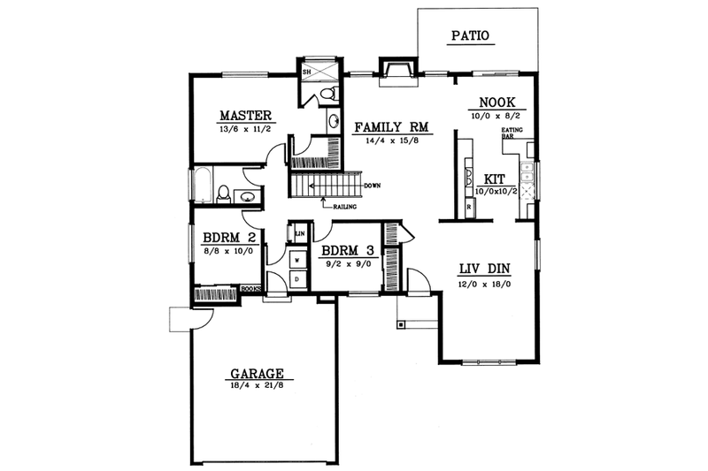 Dream House Plan - Floor Plan - Main Floor for Ranch House Plan #100-412 - 3 bed, 2 bath