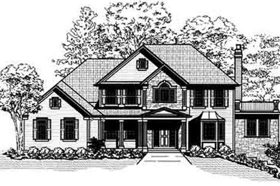 Exterior - Front Elevation for Traditional House Plan #9-106 - 4 bed, 3.5 bath