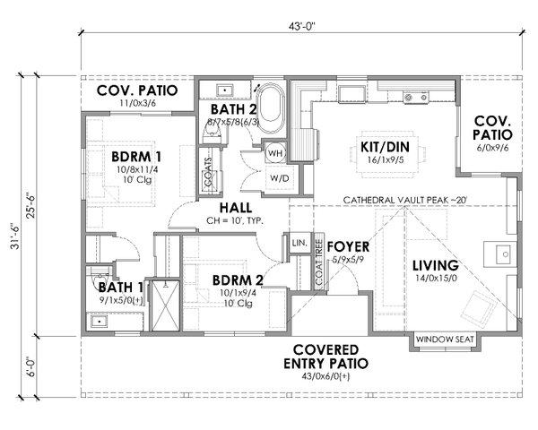 Architectural House Design - Farmhouse Floor Plan - Main Floor Plan #1105-16