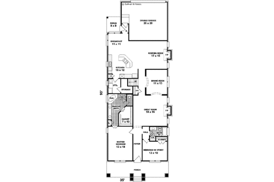 Floor Plan - Main Floor for Colonial House Plan #81-434 - 3 bed, 3 bath