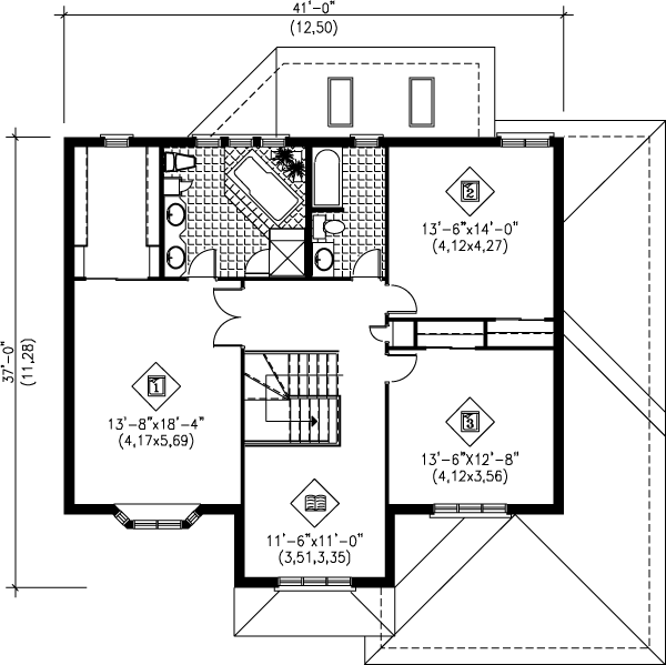 Contemporary Floor Plan - Upper Floor Plan #25-2099