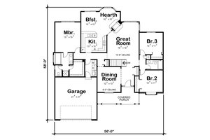 Floor Plan - Main Floor for Traditional House Plan #20-619 - 3 bed, 2 bath