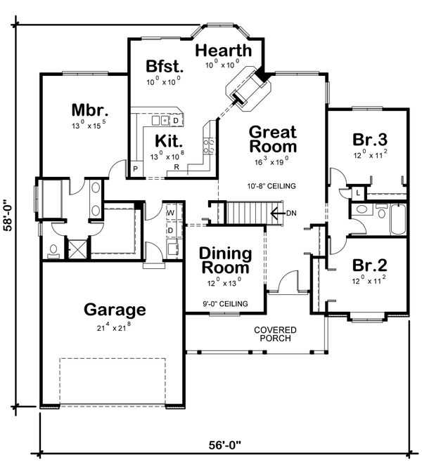 Home Plan - Traditional Floor Plan - Main Floor Plan #20-619