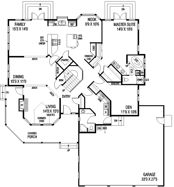 Dream House Plan - Country Floor Plan - Main Floor Plan #60-569