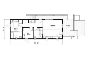 Floor Plan - Main Floor for Cottage House Plan #497-23 - 2 bed, 2 bath