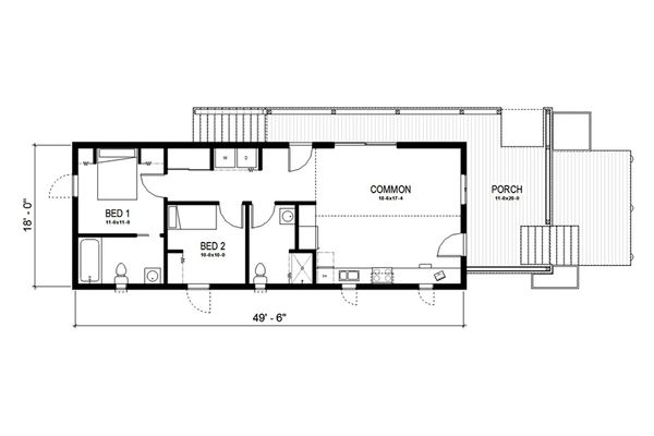House Blueprint - Cottage Floor Plan - Main Floor Plan #497-23