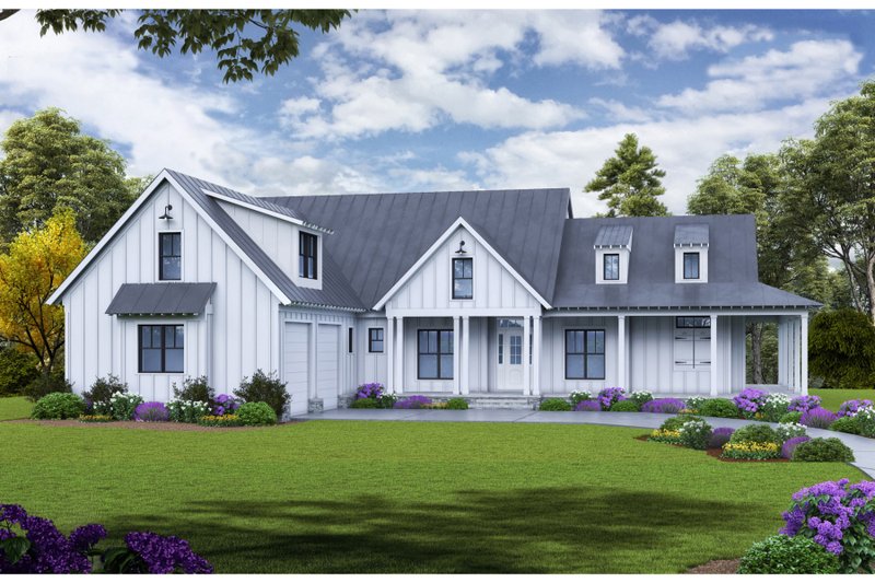Dream House Plan - Farmhouse Exterior - Front Elevation Plan #54-479