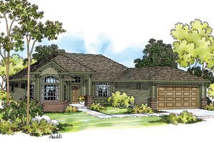 Ranch Exterior - Front Elevation Plan #124-385