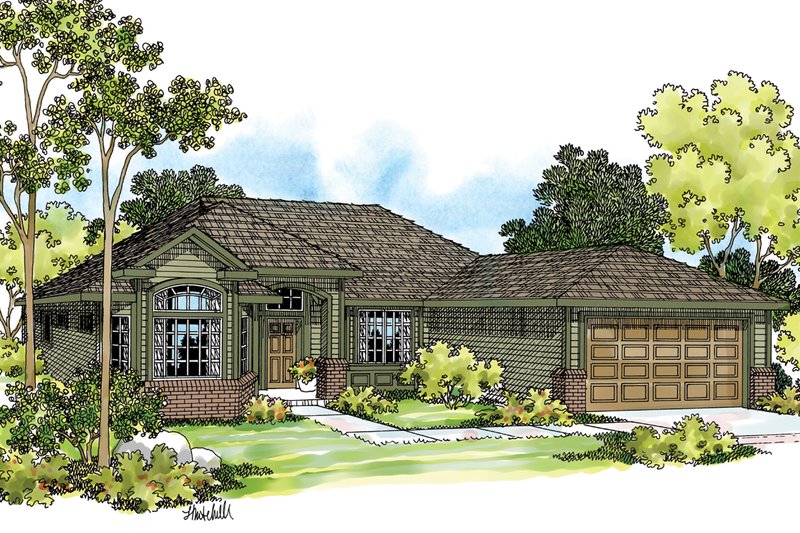 House Blueprint - Ranch Exterior - Front Elevation Plan #124-385