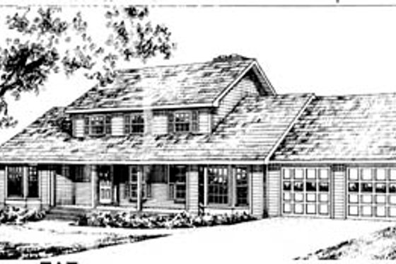 Exterior - Front Elevation for Country House Plan #10-258 - 4 bed, 2.5 bath