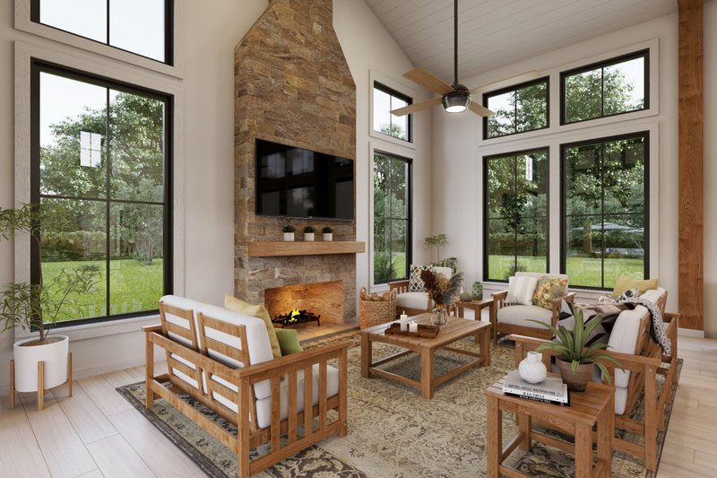 House Plan Design - Interior - Family Room 1 for Farmhouse House Plan #430-396, 1 bath