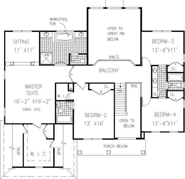 Colonial Floor Plan - Upper Floor Plan #3-226