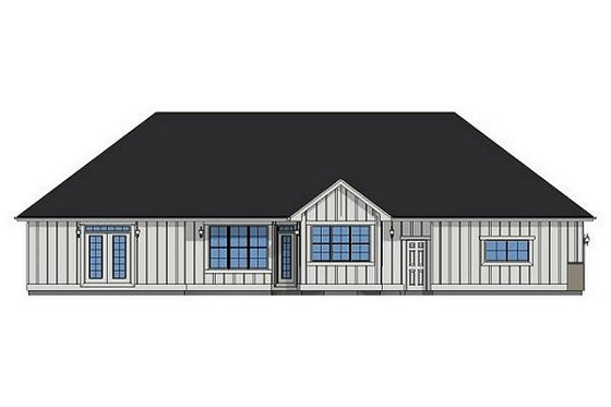 Exterior - Rear Elevation for Ranch House Plan #126-186 - 3 bed, 2.5 bath