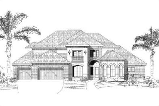 Exterior - Front Elevation for Mediterranean House Plan #411-239 - 5 bed, 3.5 bath