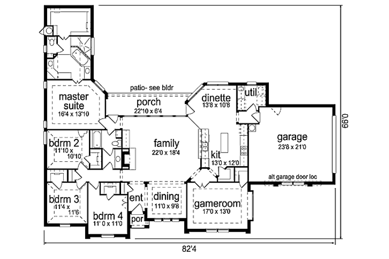 Architectural House Design - Floor Plan - Main Floor for European House Plan #84-460 - 4 bed, 2 bath