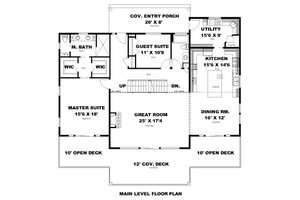 Floor Plan - Main Floor for Craftsman House Plan #117-900 - 2 bed, 3 bath