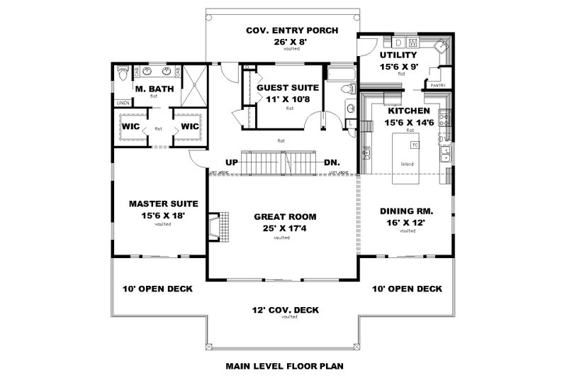 Dream House Plan - Floor Plan - Main Floor for Craftsman House Plan #117-900 - 2 bed, 3 bath