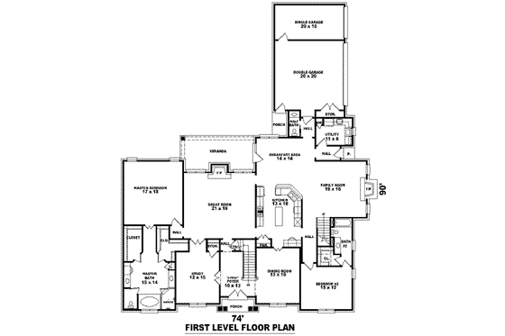 Floor Plan - Main Floor for Colonial House Plan #81-1647 - 6 bed, 4 bath