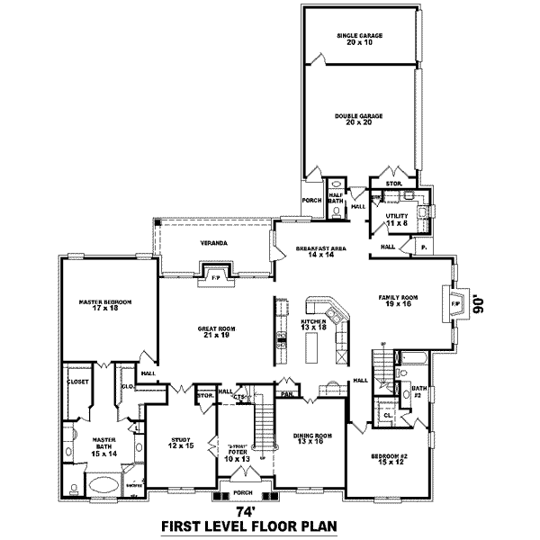 Colonial Floor Plan - Main Floor Plan #81-1647