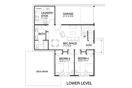 Floor Plan - Lower Floor for Contemporary House Plan #519-1 - 4 bed, 2.5 bath
