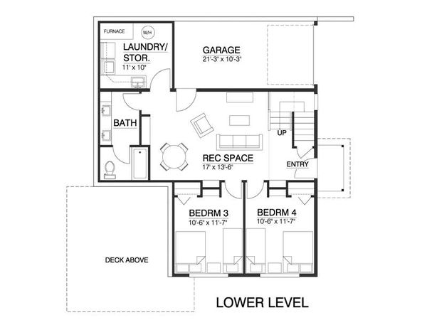 Contemporary Floor Plan - Lower Floor Plan #519-1