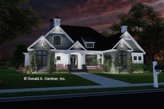 Exterior - Front Elevation 3 for European House Plan #929-1161 - 4 bed, 3.5 bath