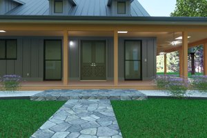 Exterior - Covered Porch for Barndominium House Plan #1104-2 - 3 bed, 3.5 bath