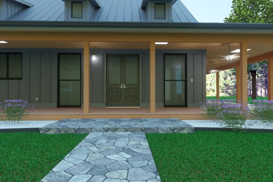 Exterior - Covered Porch for Barndominium House Plan #1104-2 - 3 bed, 3.5 bath
