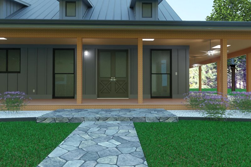 House Design - Exterior - Covered Porch for Barndominium House Plan #1104-2 - 3 bed, 3.5 bath