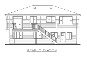 Exterior - Rear Elevation for Prairie House Plan #1100-33 - 3 bed, 2 bath