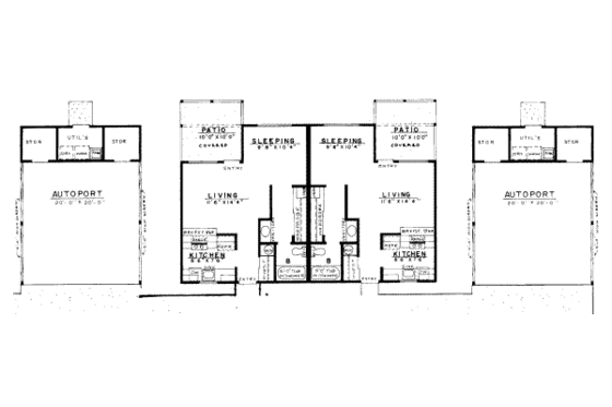 Floor Plan - Main Floor for Ranch House Plan #303-144 - 1 bed, 1 bath
