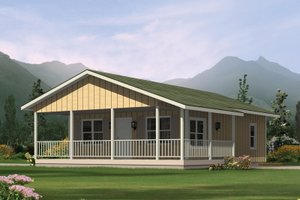 Exterior - Front Elevation 3 for Ranch House Plan #57-239 - 2 bed, 1 bath