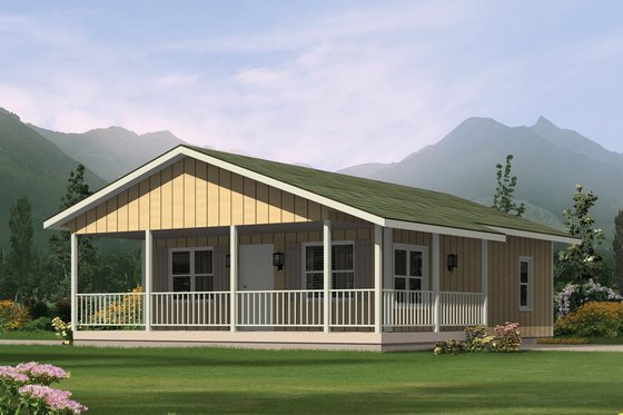 Exterior - Front Elevation 3 for Ranch House Plan #57-239 - 2 bed, 1 bath