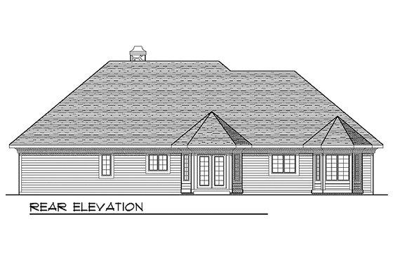 Exterior - Rear Elevation for European House Plan #70-644 - 3 bed, 2.5 bath
