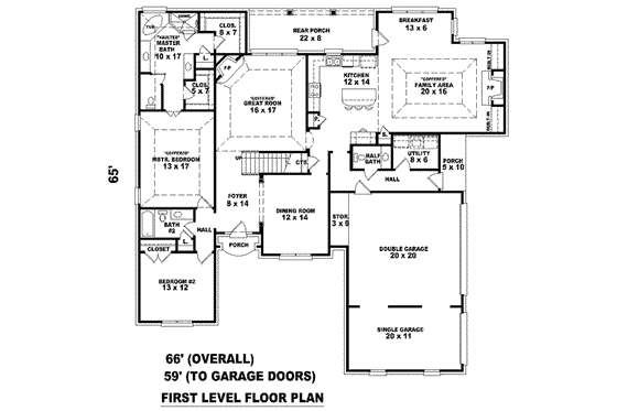 Floor Plan - Main Floor for European House Plan #81-1580 - 4 bed, 3.5 bath